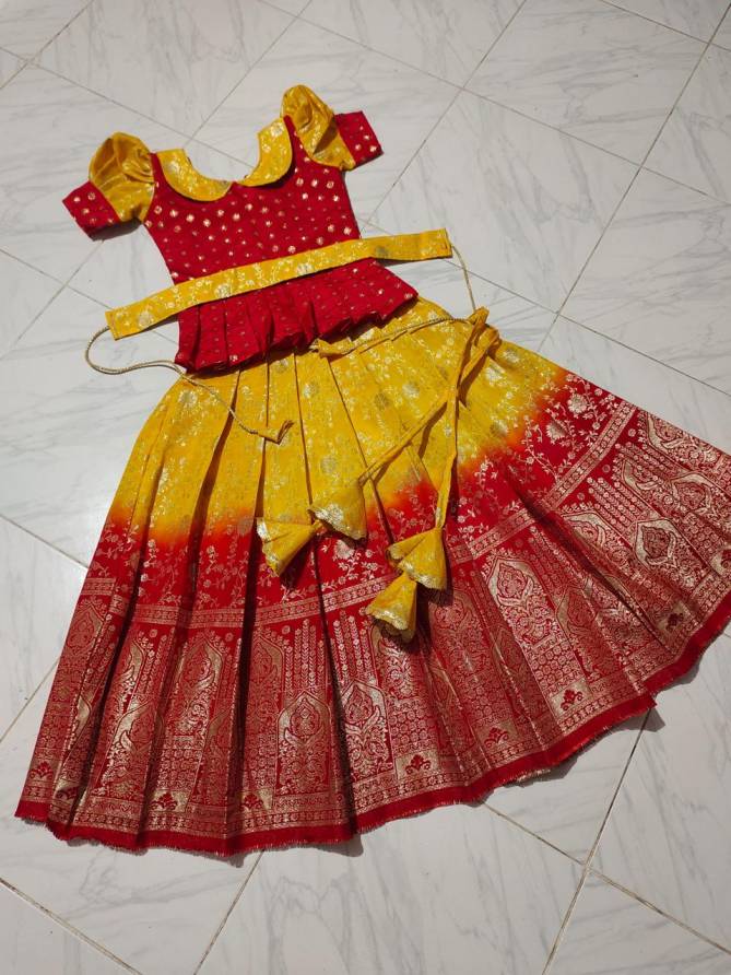 Ajd 7942 Silk Designer Kids Wear Girls Gown Wholesale Price In Surat